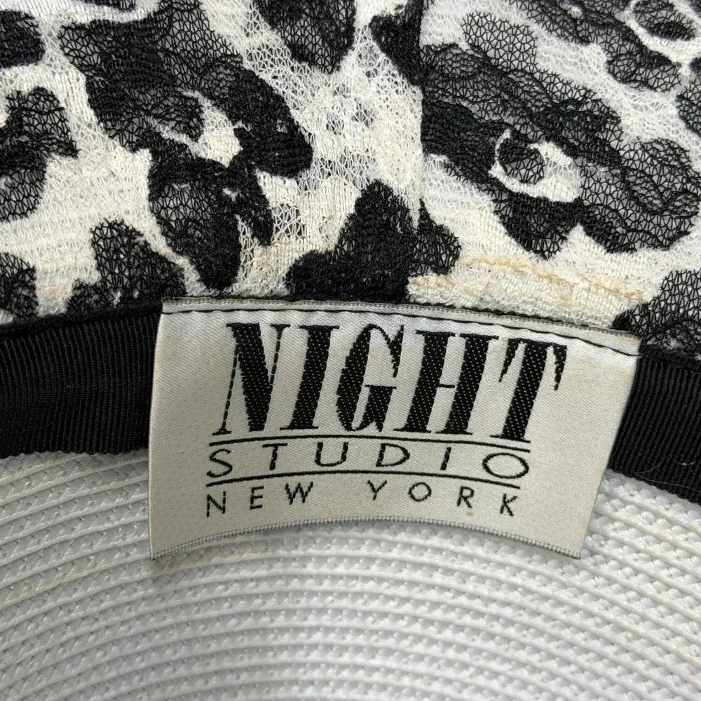 NIGHT STUDIO Hat Cloche Womens Church Kentucky Derby Black Animal‎ Print Sequin